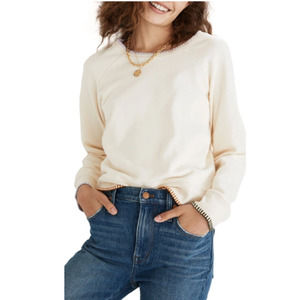 Madewell In Bleached Linen Stitched Shrunken Sweater Size XXS